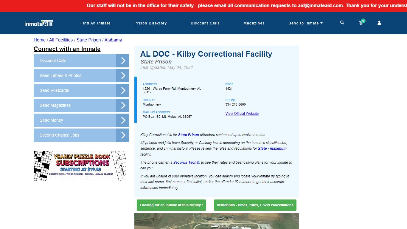 AL DOC - Kilby Correctional Facility - InmateAid